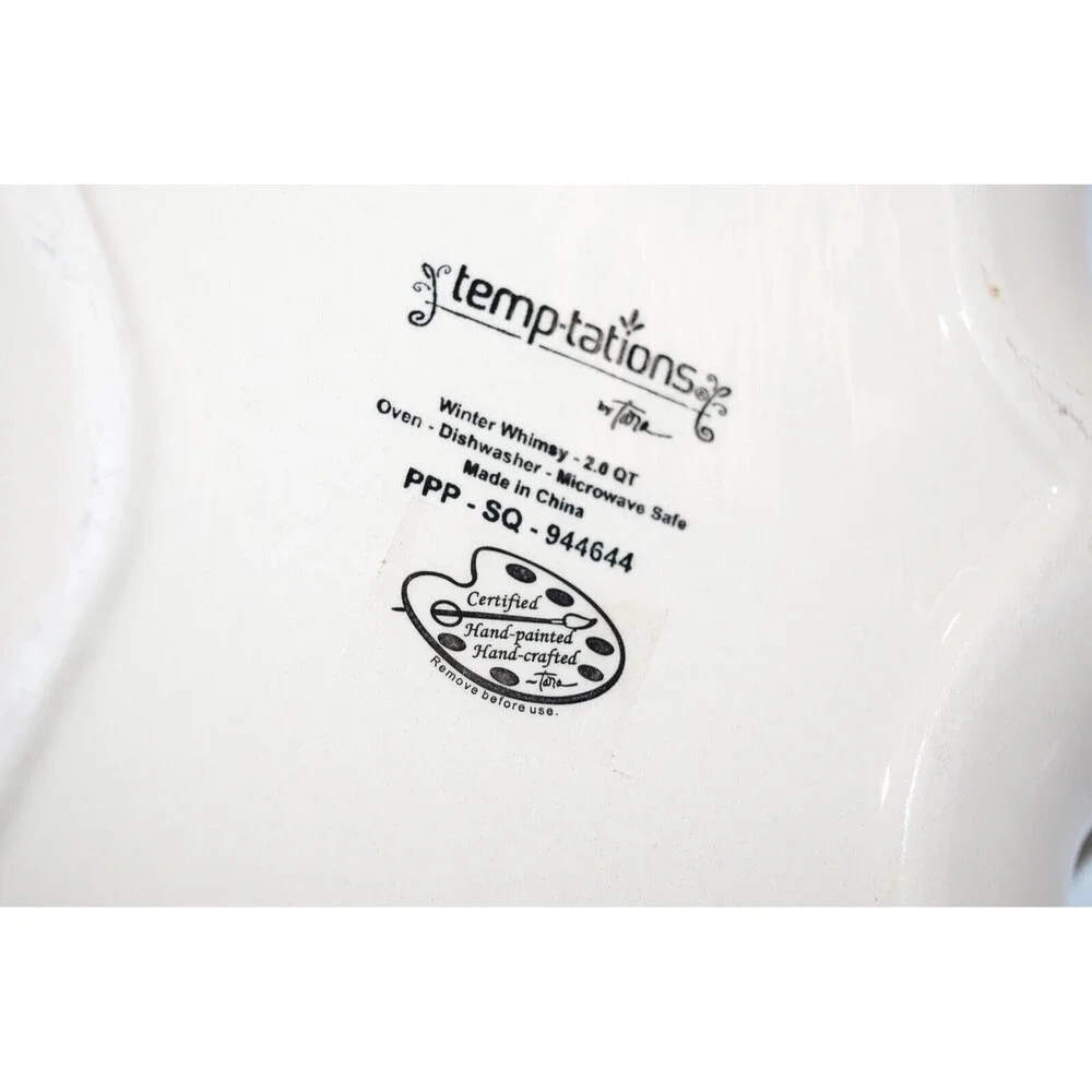 TempTations‎ Tara Winter Whimsy Chip Bowl Baking Dish Snowman Christmas Frosty